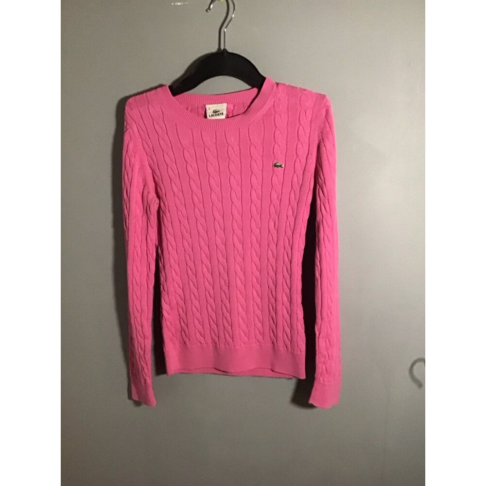 Lacoste cotton cable knit crew neck sweater
